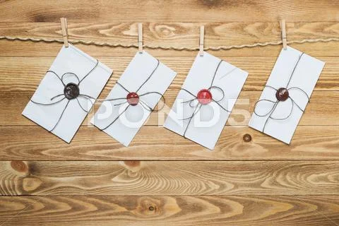 Mail envelope on rope Stock Photos