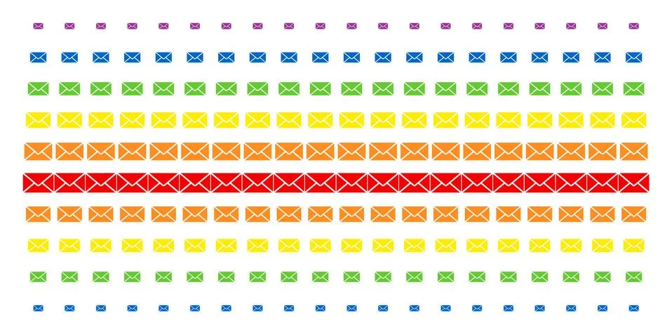 Mail Envelope Shape Halftone Spectrum Pattern Stock Illustration