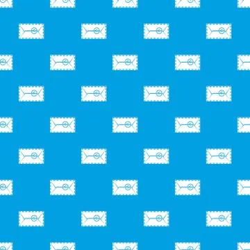 Mail envelope with a stamp pattern seamless blue 스톡 일러스트