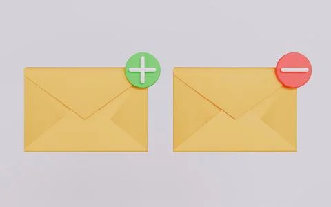 Mail envelopes and plus, minus, Adding mail symbol and diminution mail symbol Stock Illustration