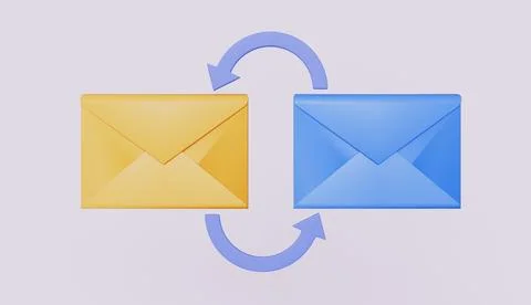 Mail envelopes with circle arrow icon symbol, Incoming and outgoing mail Ilustración de archivo