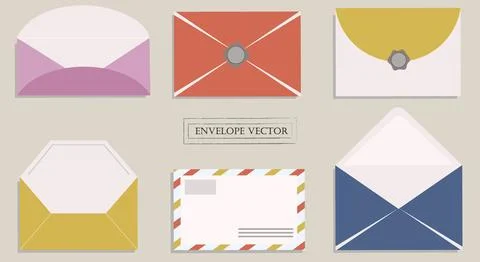 Mail envelopes set. Air mail, old-fashioned letters, mail service. Illustrazione stock