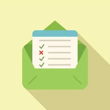 Mail exam icon flat . Final study Illustrazione stock