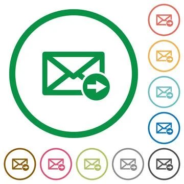 Mail forwarding flat icons with outlines Stock Illustration