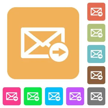 Mail forwarding rounded square flat icons Stock Illustration