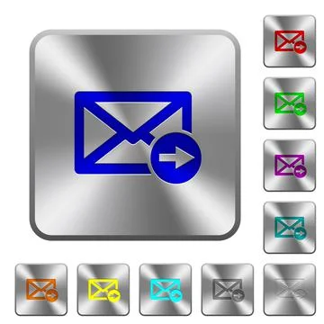 Mail forwarding rounded square steel buttons Illustrazione stock