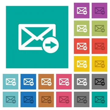 Mail forwarding square flat multi colored icons Ilustración de archivo
