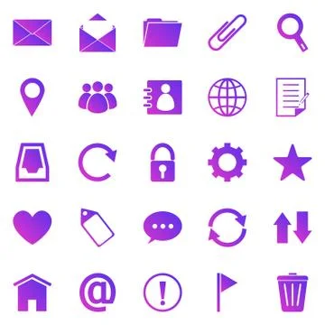 Mail gradient icons on white background Stock Illustration