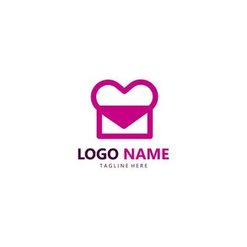 Mail heart logo design vector 스톡 일러스트