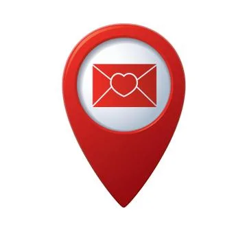 Mail with heart map pointer Stock Illustration
