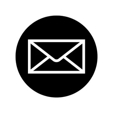 Mail icon in black circle. Envelope symbol Stock Illustration