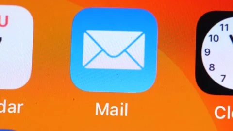 Mail Icon button on iphone Stock Footage 162486656