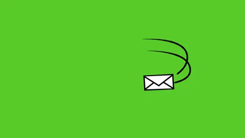 Mail icon cartoon fly isolated green Stock Footage 316105553