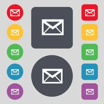 Mail icon. Envelope symbol. Message sign. Mail navigation button Set colour b Stock Illustration