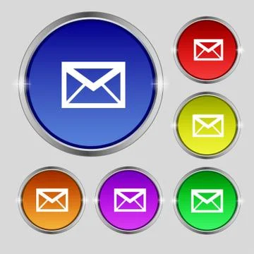 Mail icon. Envelope symbol. Message sign. Mail navigation button Set colour b Illustrazione stock