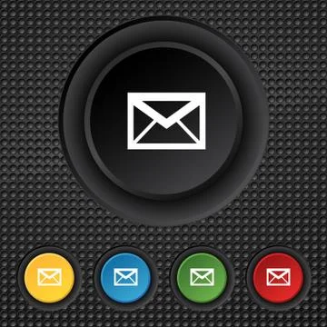 Mail icon. Envelope symbol. Message sign. Mail navigation button Set colour b Stock Illustration