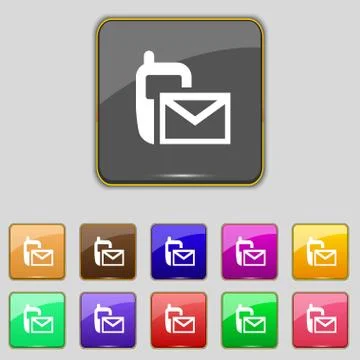 Mail icon. Envelope symbol. Message sms sign.navigation button Set colour but Stock Illustration