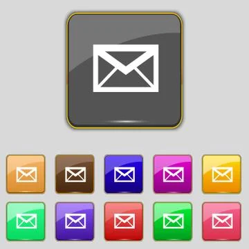 Mail icon. Envelope symbol. Message sign. Mail navigation button Set colour b Illustrazione stock
