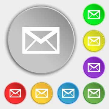 Mail icon. Envelope symbol. Message sign. navigation button. Symbols on eight Illustrazione stock