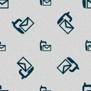 Mail icon. Envelope symbol. Message sms sign. Seamless pattern with geometric Stock Illustration