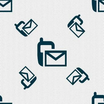 Mail icon. Envelope symbol. Message sms sign. Seamless pattern with geometric Stock Illustration
