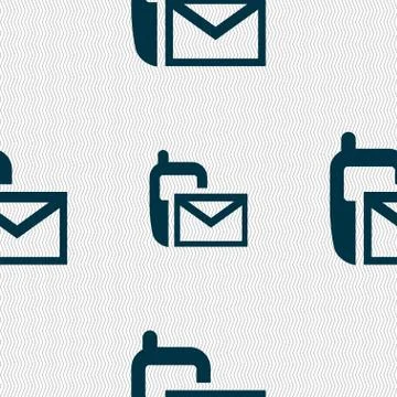 Mail icon. Envelope symbol. Message sms sign. Seamless abstract background wi Stock-Illustration