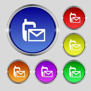 Mail icon. Envelope symbol. Message sms sign.navigation button. Set colour butto Stock Illustration