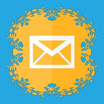 Mail icon. Envelope symbol. Message sign. navigation button. Floral flat design Illustrazione stock