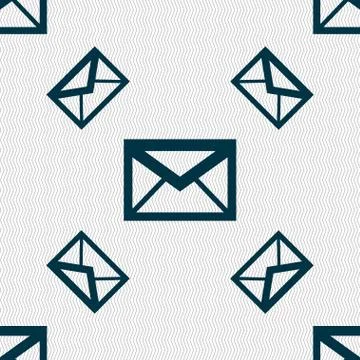 Mail icon. Envelope symbol. Message sign. navigation button. Seamless pattern wi Illustrazione stock