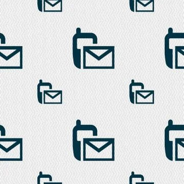 Mail icon. Envelope symbol. Message sms sign. Seamless pattern with geometric te Stock Illustration