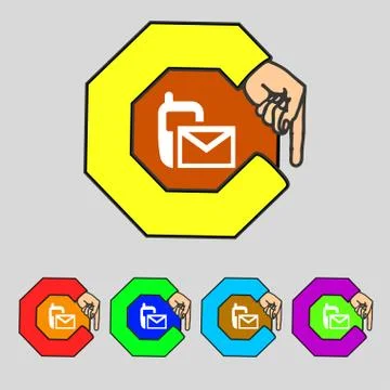 Mail icon. Envelope symbol. Message sms sign.navigation button. Set colour butto Stock Illustration