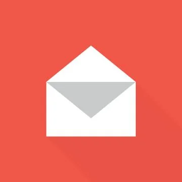 Mail icon , Flat design style, vector illustration. long shadow icon. Stock Illustration