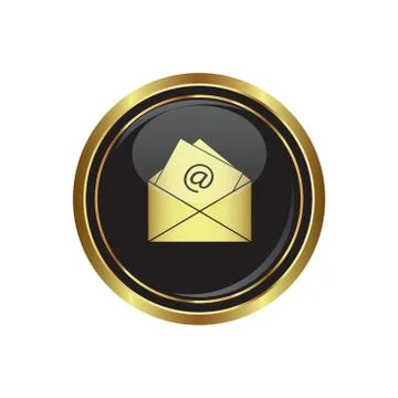 Mail icon gold Stock Illustration