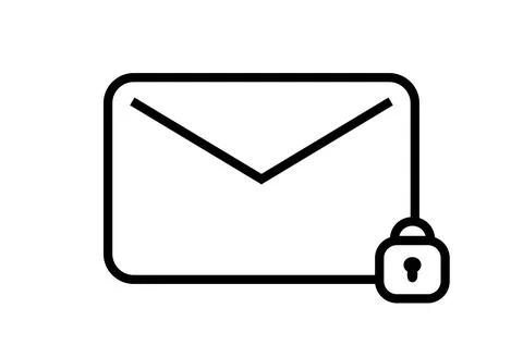 Mail icon letter with lock protected vector illustration on white backgroun.. Stock Illustration