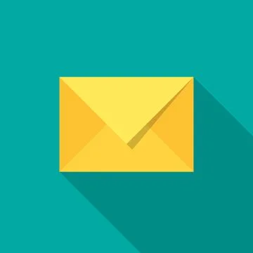 Mail icon with long shadow. Flat design style. Illustrazione stock