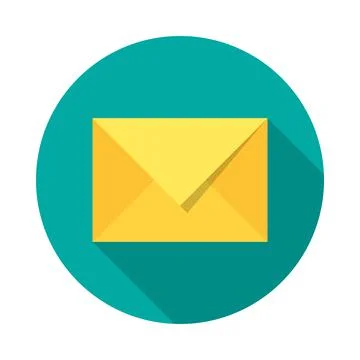 Mail icon with long shadow. Flat design style. Stock Illustration