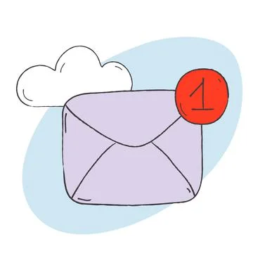 Mail icon with notification hand drawing Illustrazione stock