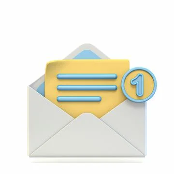 Mail icon opened mail with notification number sign 3D Stock Illustration