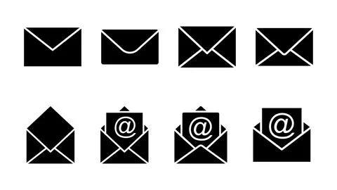 Mail icon set. email icon vector. E-mail icon. Envelope illustration Illustrazione stock