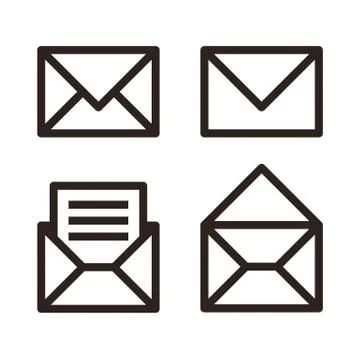 Mail icon set. Envelope sign Stock Illustration