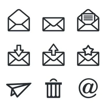 Mail icon set Stock Illustration