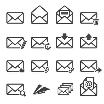 Mail icon set Stock Illustration