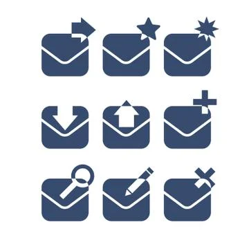 Mail icon set Stock Illustration