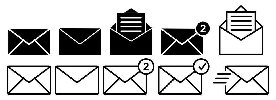 Mail icon set Illustrazione stock