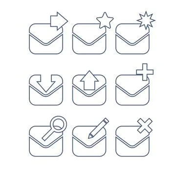Mail icon set. Linear icons Stock Illustration