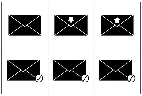 Mail icons. Envelope and check mark. Vector illustration. Stock Illustration