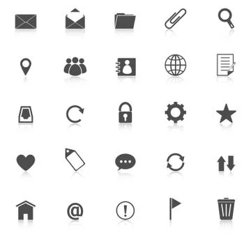 Mail icons with reflect on white background Illustrazione stock