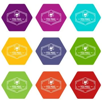Mail icons set 9 vector Illustration