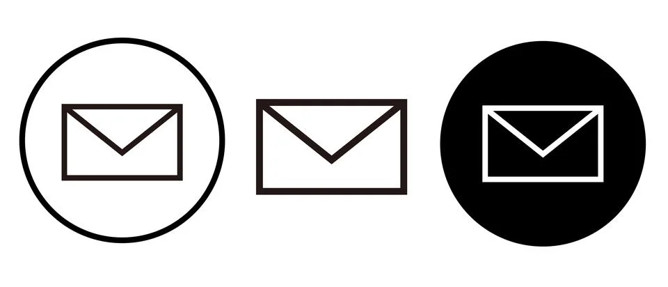 Mail icons set. Email or message. Vector. Stock Illustration