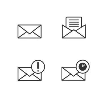 Mail icons set vector isolated on white background Stock Illustration
